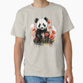 Cute Colorful panda in a field of Wild flowers and poppies by KreativKulture
