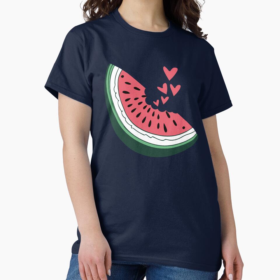 Watermelon slice hearts kawaii summer fruit eating lover art by alenaz