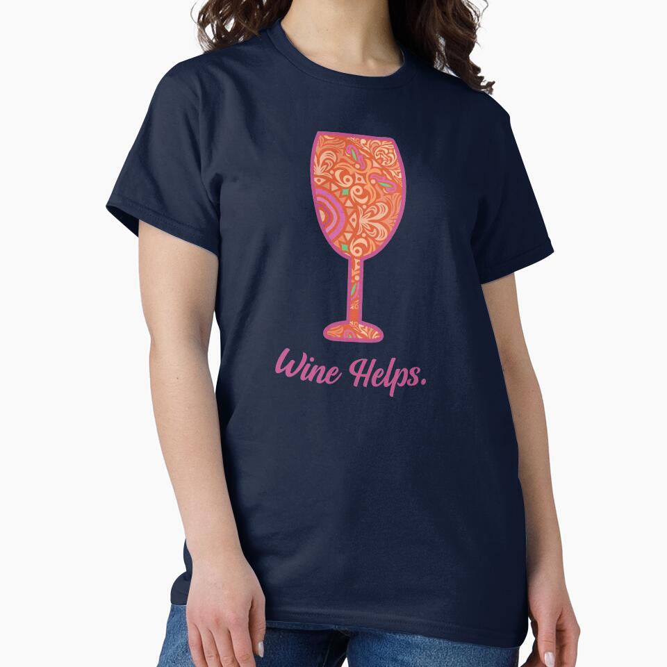Wine Helps Wine Glass Mandala by SharksOnShore