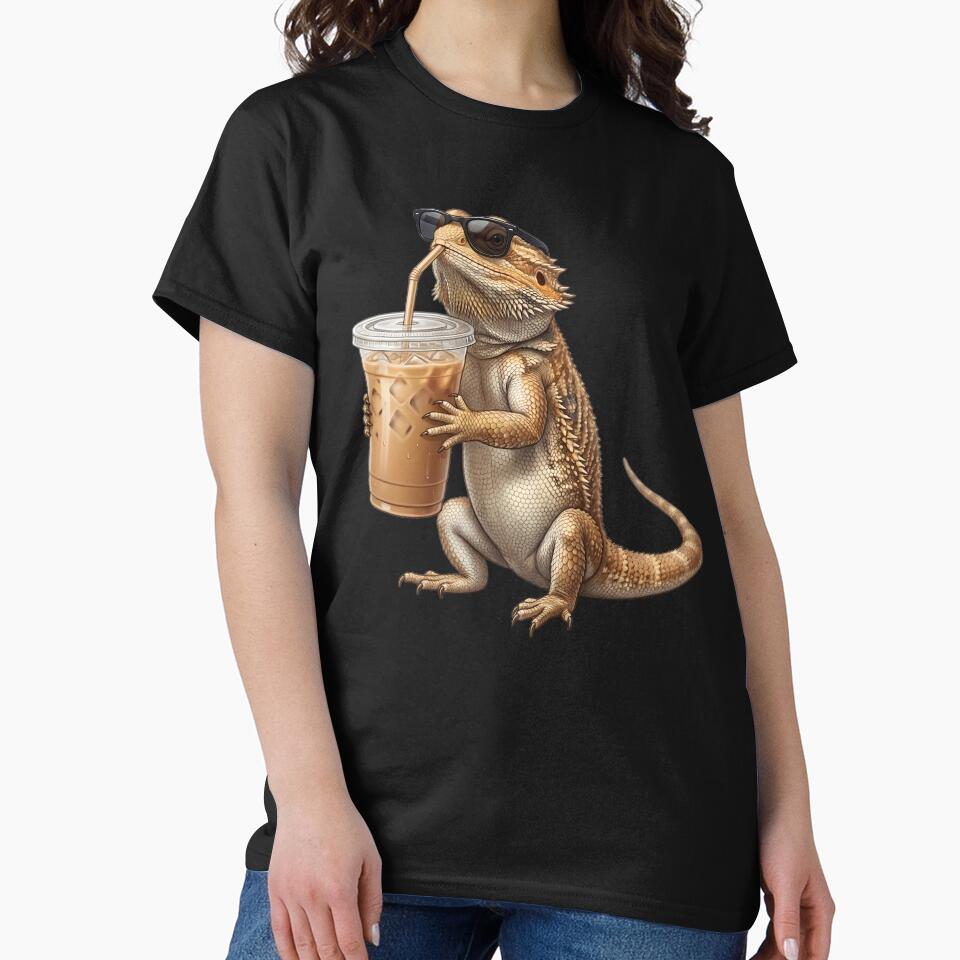 Funny Bearded Dragon Drinking Iced Coffee Meme Bearded Dragon Lover by TerryConnells