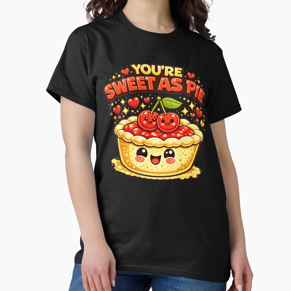 You’re Sweet As Pie Cute Pun Shirt by Papier Atelier Art
