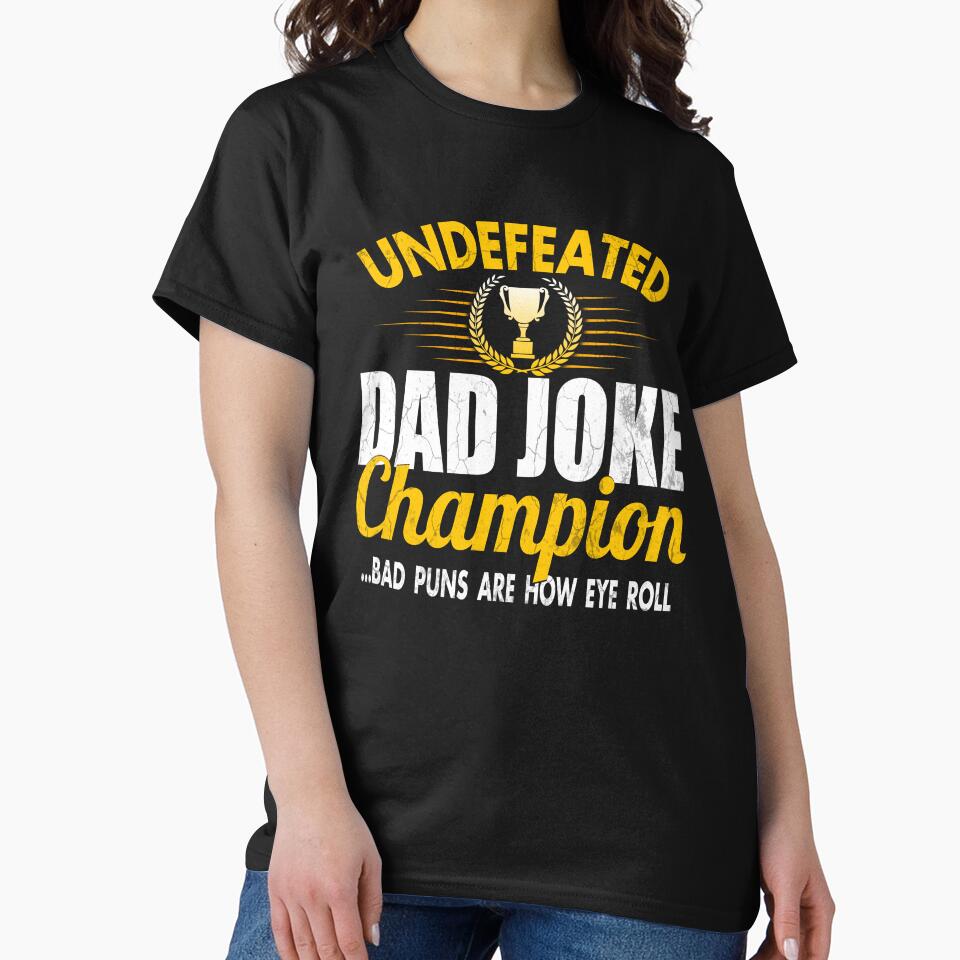 Mens Dad Joke Champion Gifts funny father's day gift, bad puns by Simeon	 Dorelus