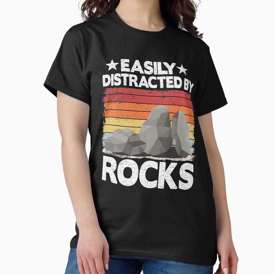Easily Distracted By Rocks Collector Mineral Retro Geologist by Stronzi