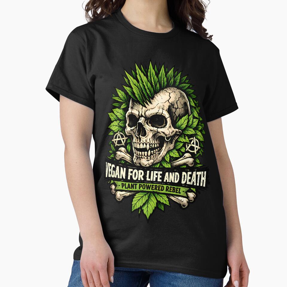 Vegan Punk Skull Plant Powered Rebel by Cat-butt-shirts