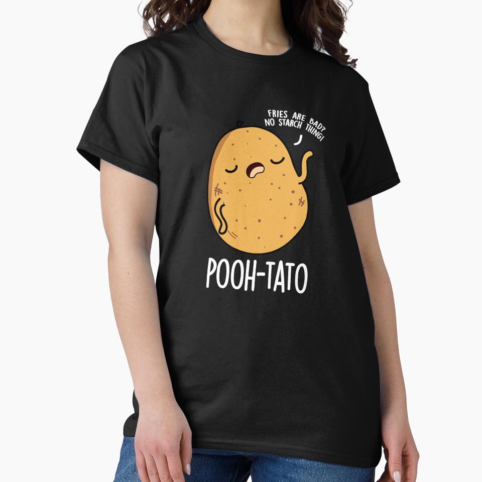 Pooh-tato Funny Potato Pun (Dark BG) by punnybone