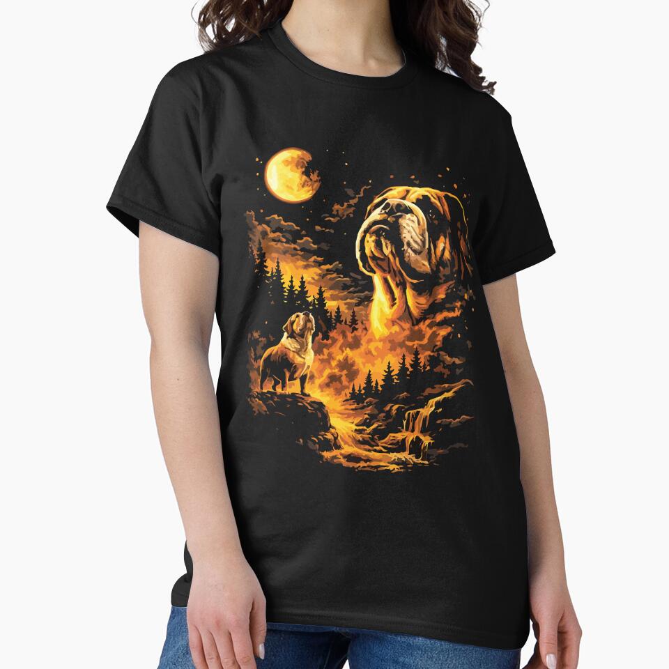 Funny Bulldog Howling at the Moon Vintage 90s Dog Lover Retro Design by kiralynstration