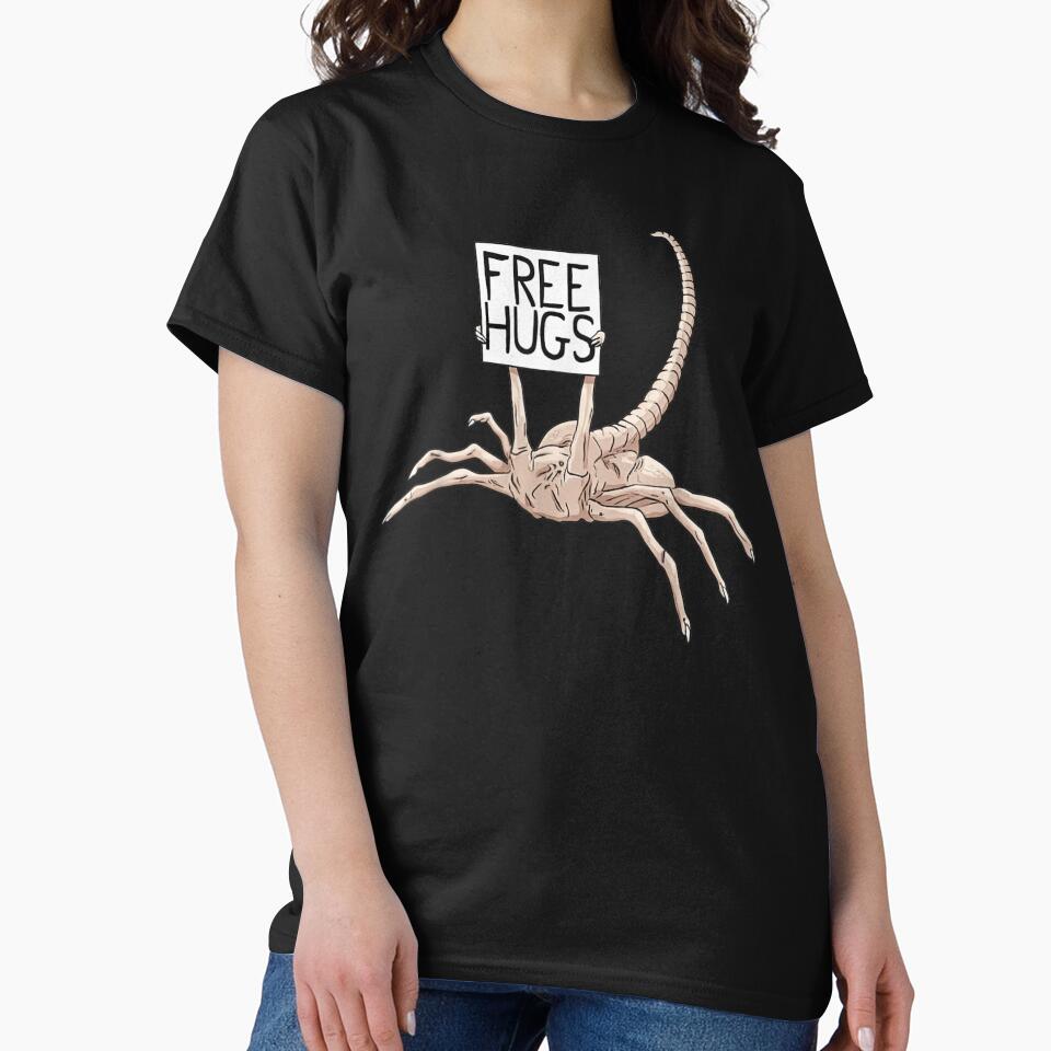 Free Hugs Funny Alien Creature Illustration Cute Weird Humor by LittleNhutton