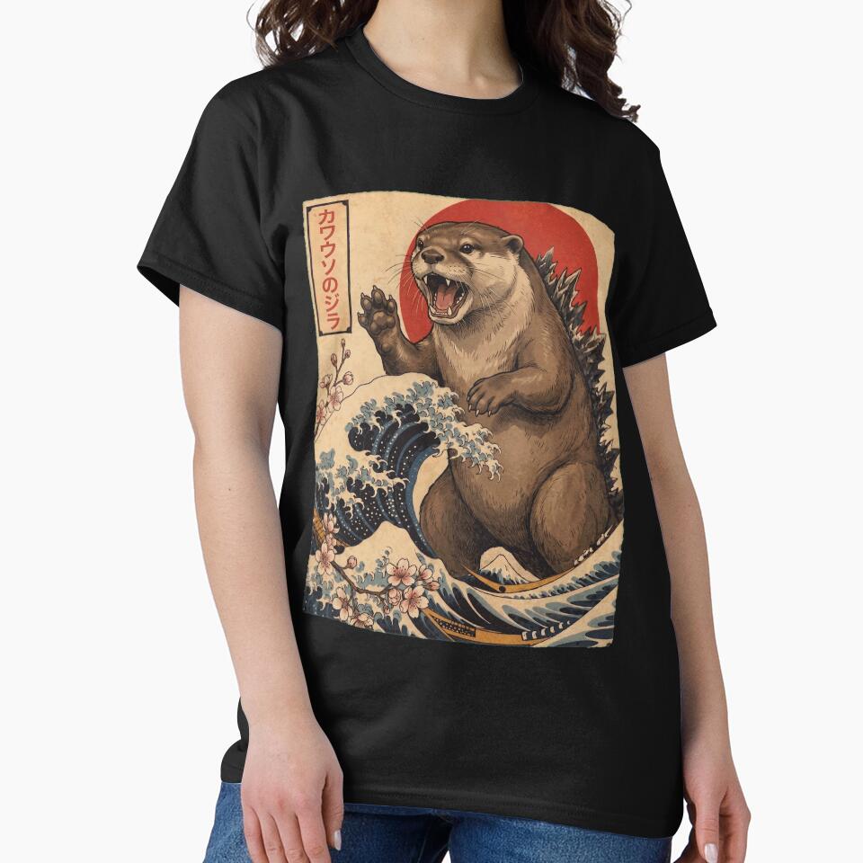 Otterzilla Japanese Wave Art Animal Otter Lover by TerryConnells