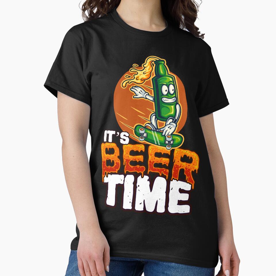 Its Beer Time - Skateboarding Bottle of Beer - Funny Bar by BeerTeesAndMore