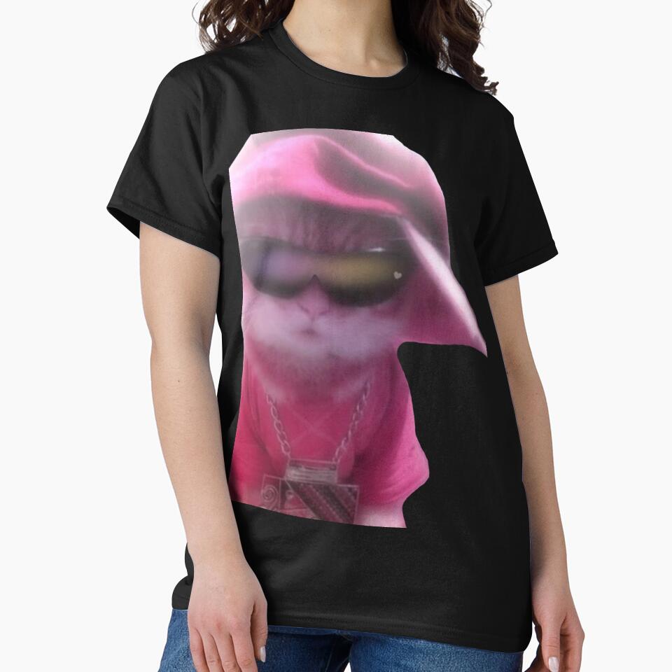 Cute Thug Hipster Cat Y2k | Pink Sunglasses and Cap | Cool Aesthetic Grunge Emo by nyro collective