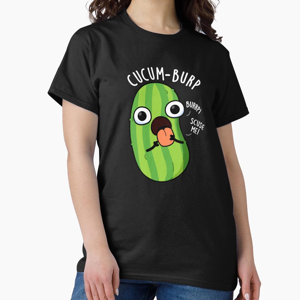 Cucum-burp Funny Cucumber Pun (Dark BG) by punnybone