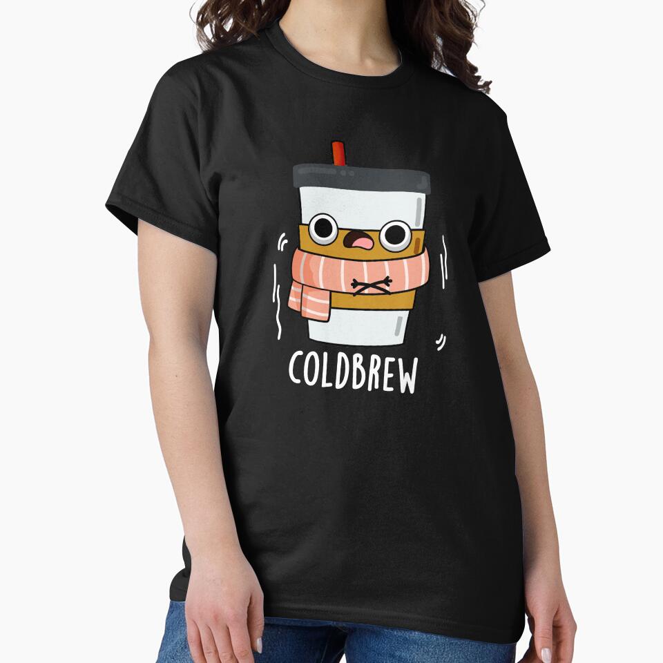 Cold Brew Funny Freezing Coffee Pun (Dark BG) by punnybone