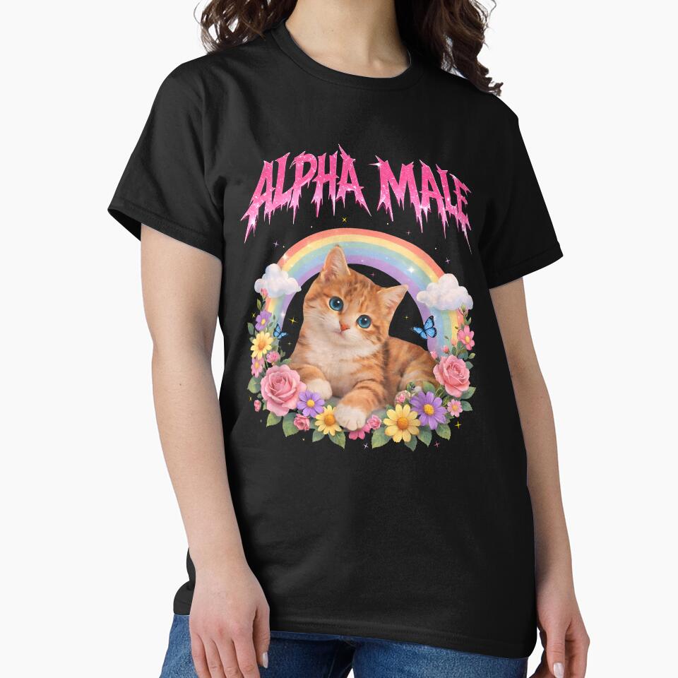 Alpha Male Funny Kitten Rainbow Floral Hilarious Cat Meme Cat Lovers by RDGNR