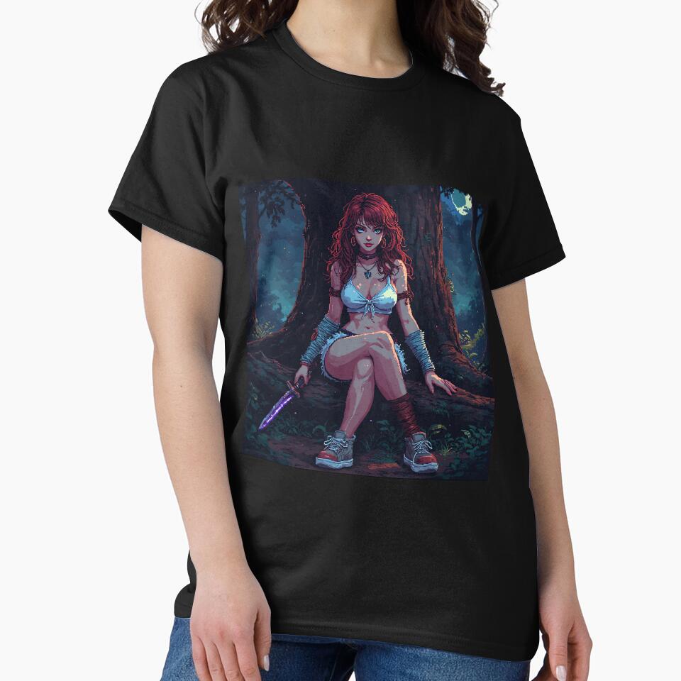 Retro Sexy Looking Girl In Forest Holding A Knive ( Dagger ) Red Hair by jimcaza