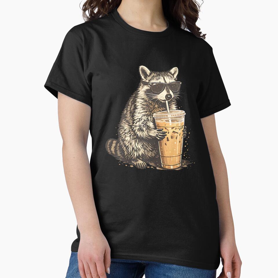 Funny Sunglasses Raccoon Drinking Iced Coffee Lovers Meme by Boutkimaewab