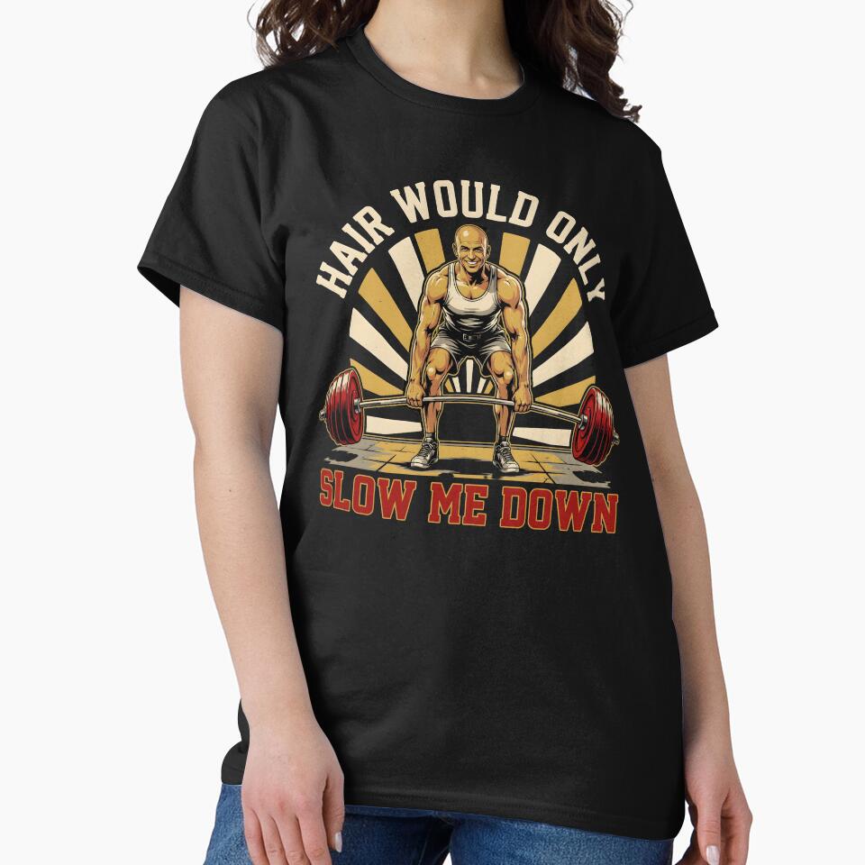 Hair Would Only Slow Me Down Dad Humor Retro Sarcastic Humor for Bald Men by Redgiant87x
