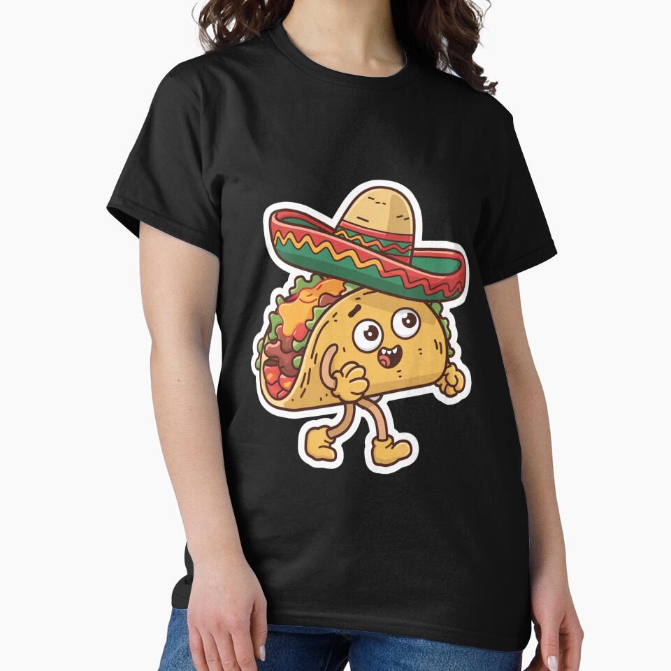 Cheerful Taco with Sombrero Cartoon by yasarstore