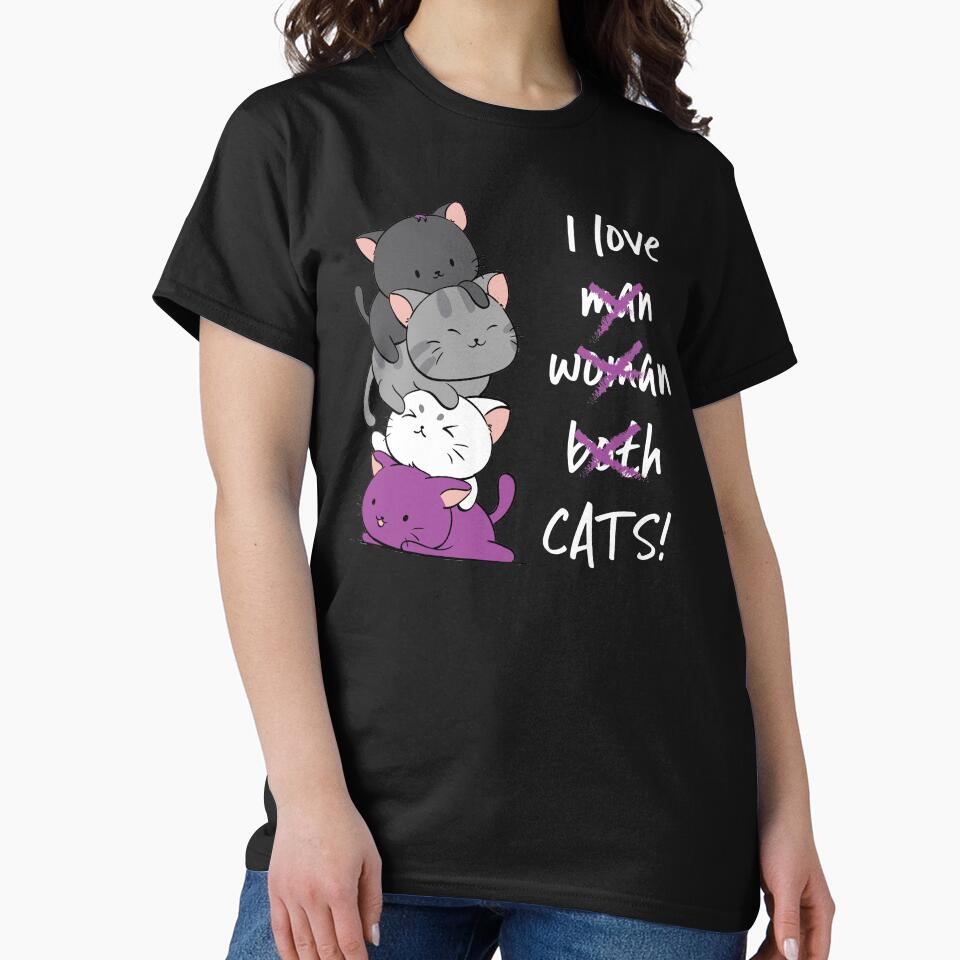 Kawaii Catpile with Text - LGBTQ Asexual Pride for Ace by Irene Koh