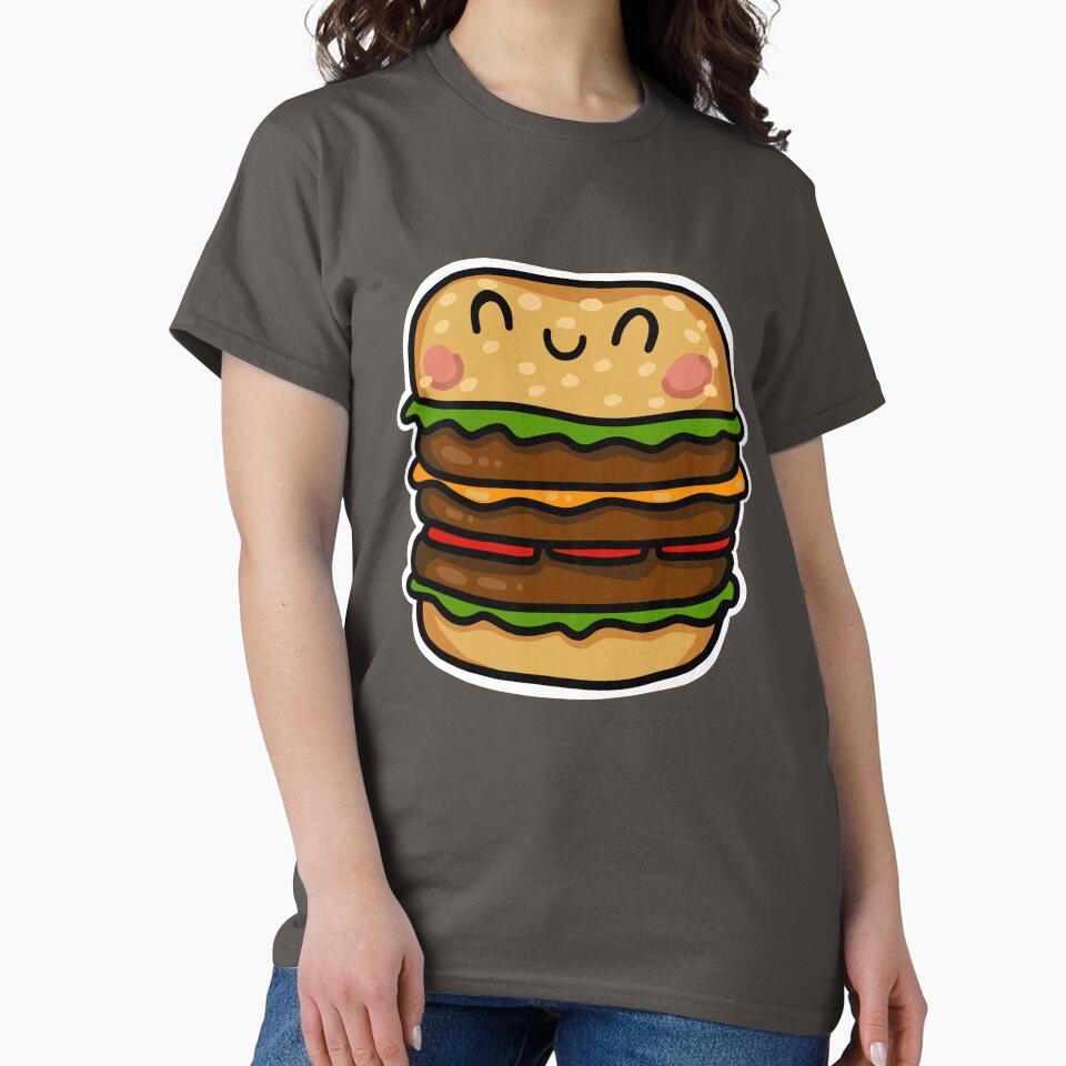 Triple cheese burger cute kawaii fast food - stickers and clothing by sianelliot