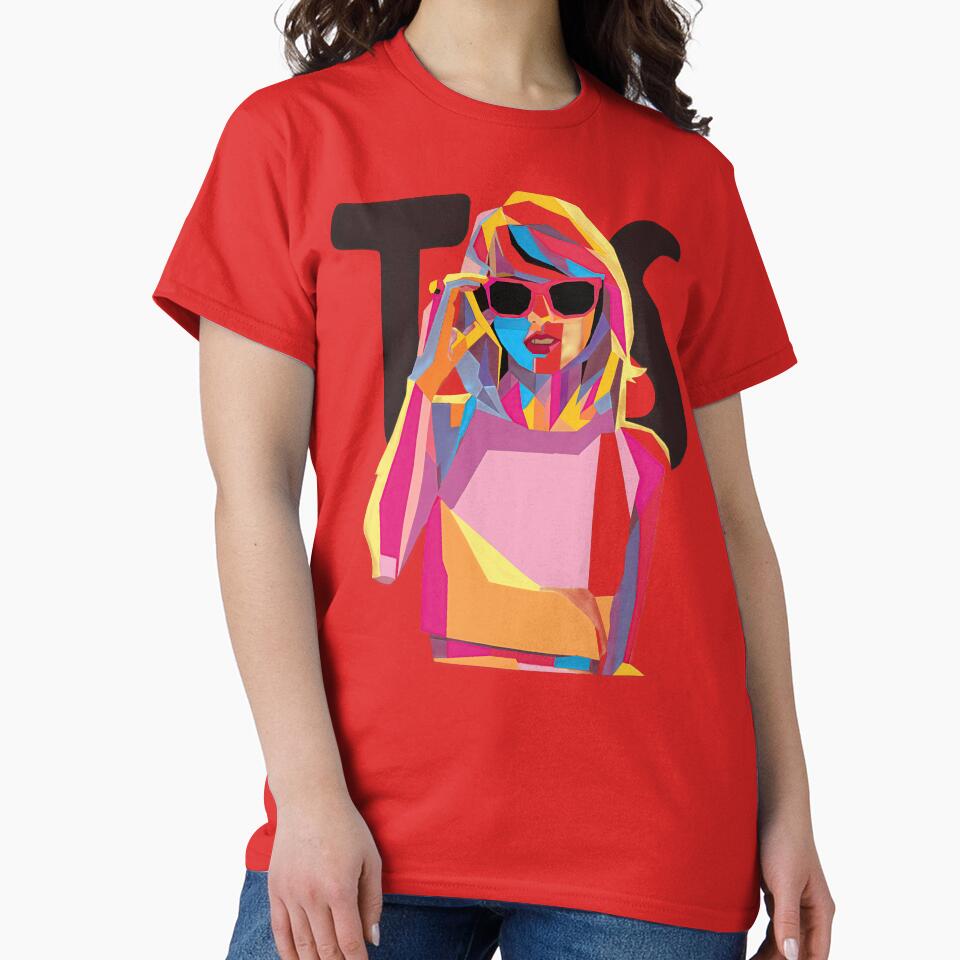 Retro Pop Art Swiftie Aesthetic Colorful Concert Fan Art Classic T-Shirt by FishandFolie