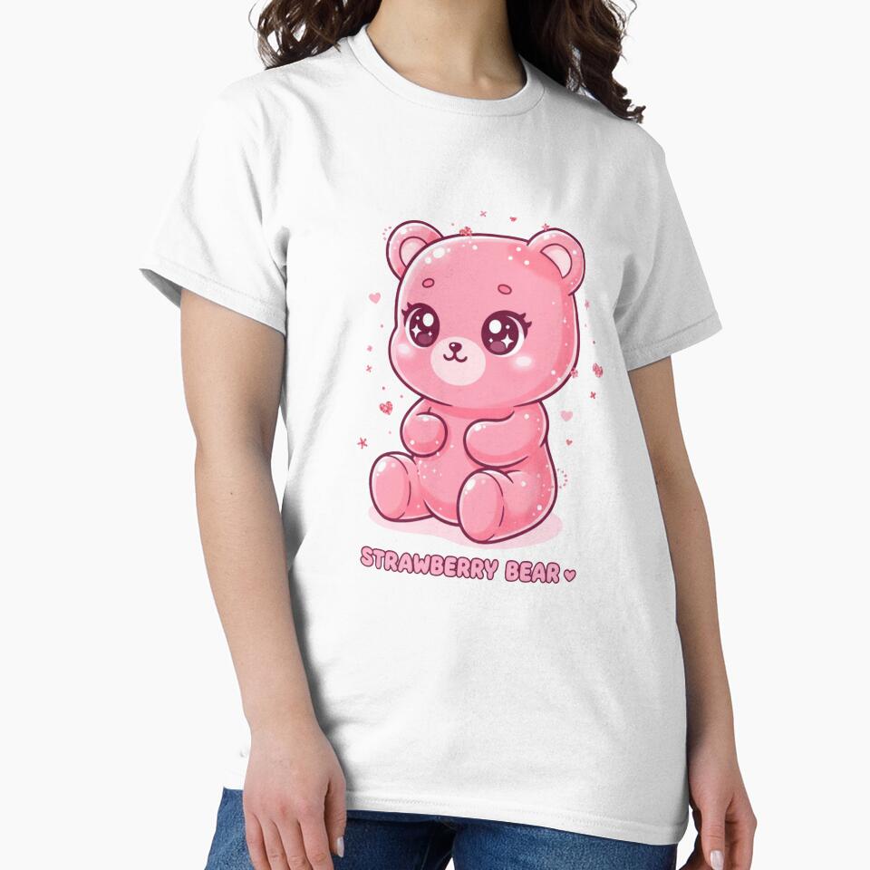 Kawaii Strawberry Bear – Cute Pink Aesthetic Teddy | Cute Kawaii Illustration by CuteOasis