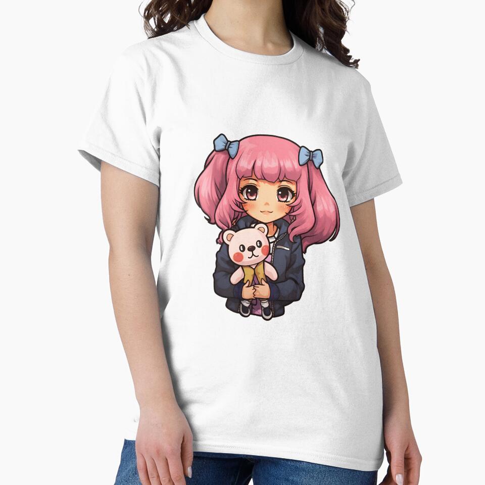 Cute Anime Girl Holding Teddy Bear by Uryummypie
