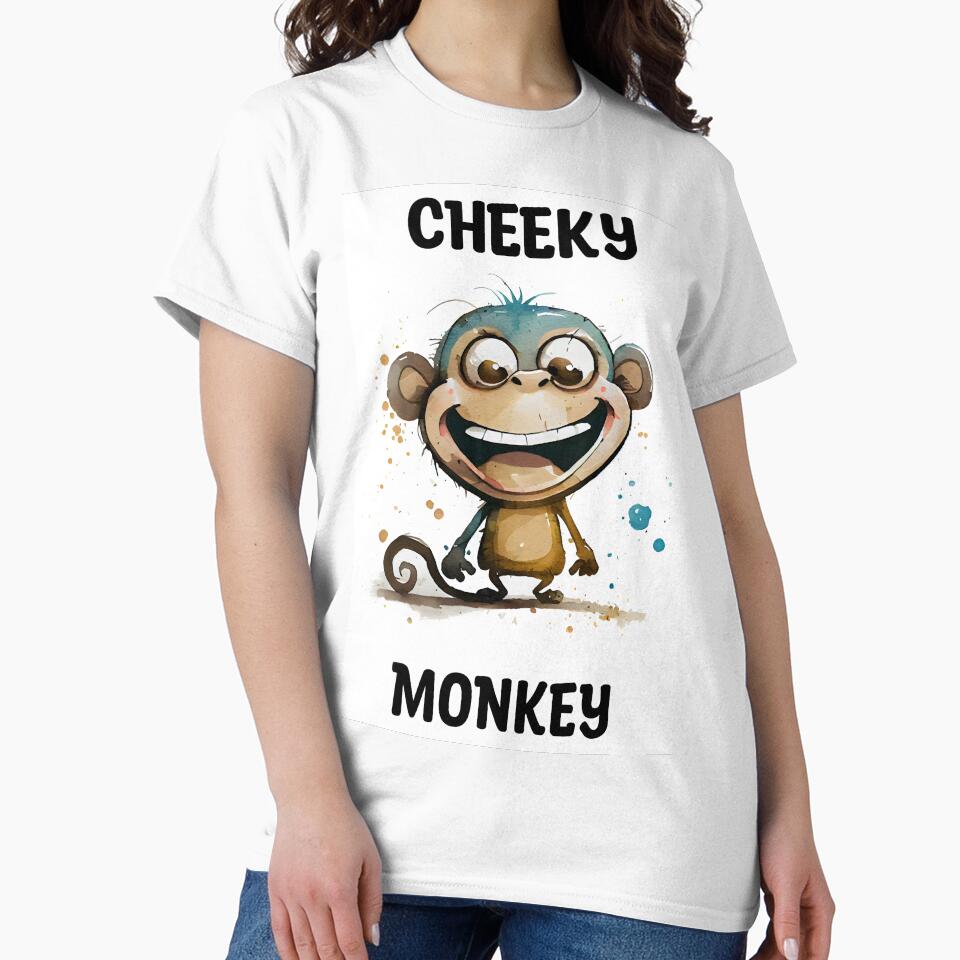 Cheeky Monkey Cute Watercolor Monkey Design with Text by CGSGraphics
