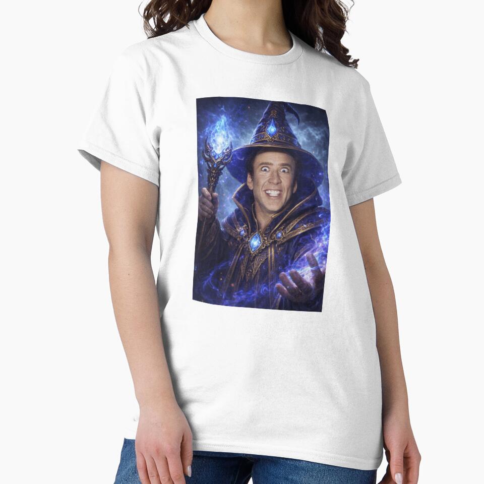 Nicolas Mage Fantasy Wizard Parody Nicolas Cage DnD Funny Wizard Meme by MaxLevelMerch