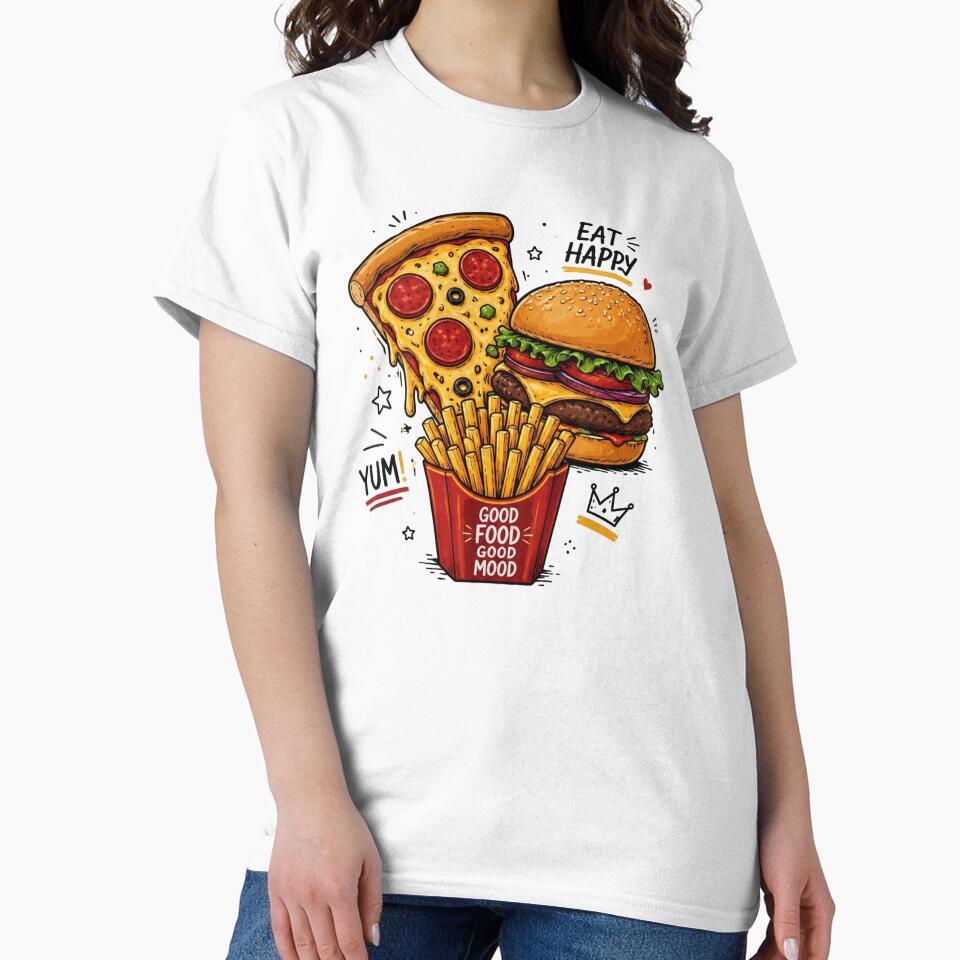 Pizza Burger Fries Lover – Cute Fast Food Cartoon Design by Verycutethings