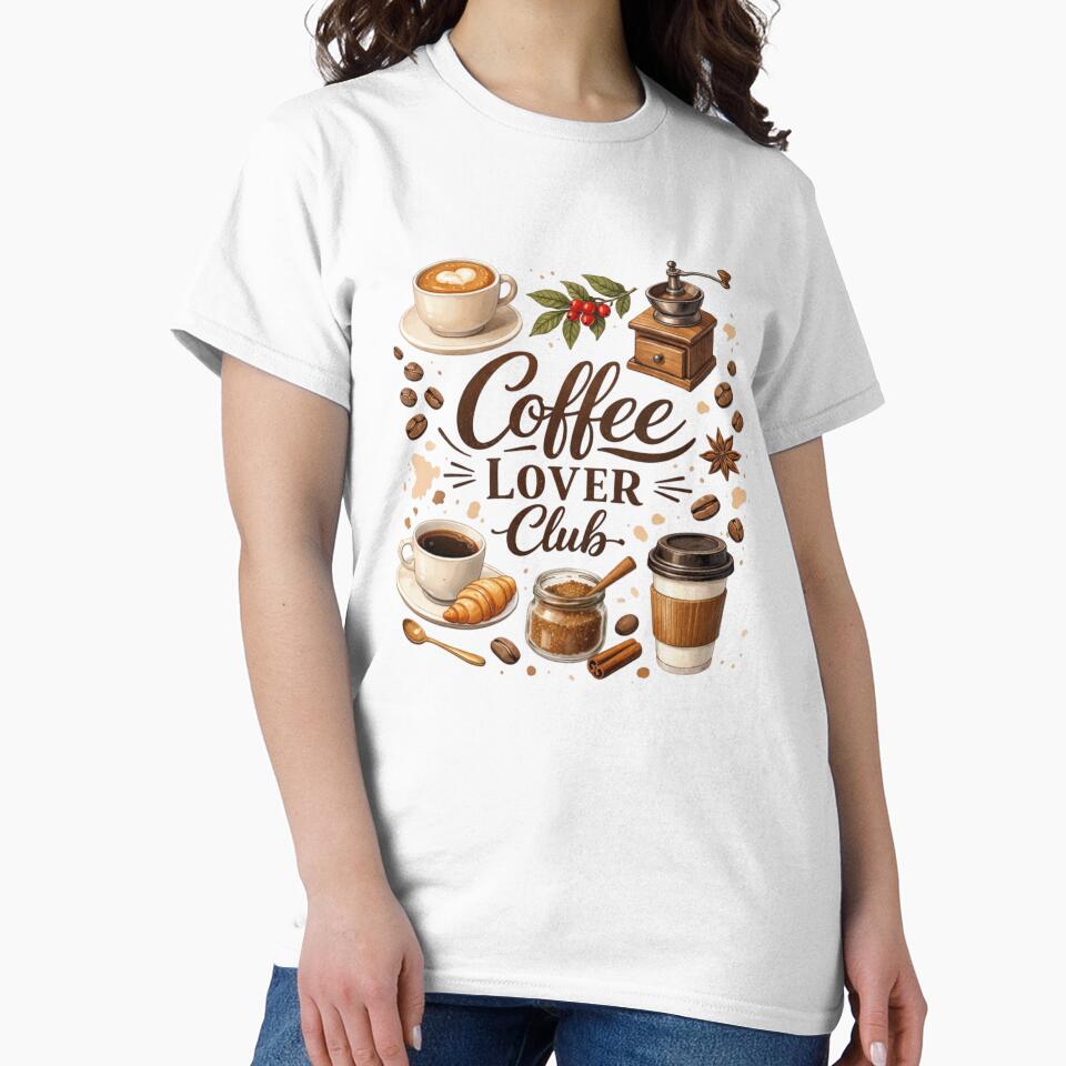 Coffee Lover Club – Aesthetic Coffee Quote Design for Coffee Lovers by Sanika arts