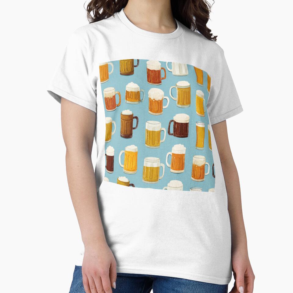 Retro Beer Mugs Pattern Craft Beer Lover Design by NicolasGlowArt