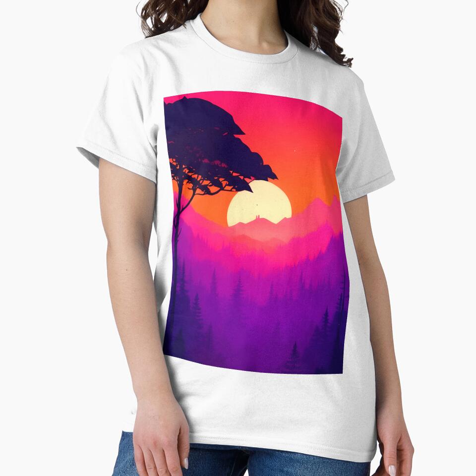 Enhance Your Home with Our Beautiful Collection of Minimalist Landscape Mountain View Sunrise Prints by supeart