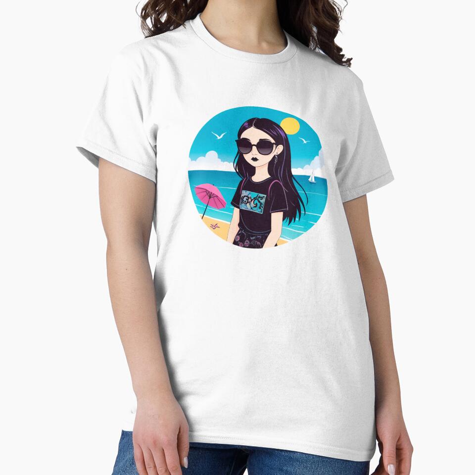 Summer Goth Girl at Blue Ocean Beach by MadnessEnvelope
