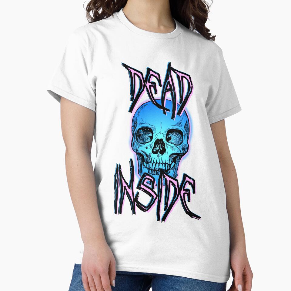 Dead Inside with Skull neon goth blue pink by FeralFix