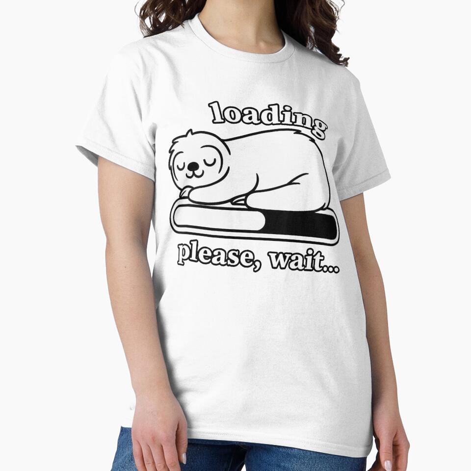 Minimalist Sloth Loading Please Wait | Funny Lazy Animal Design by LibbArt