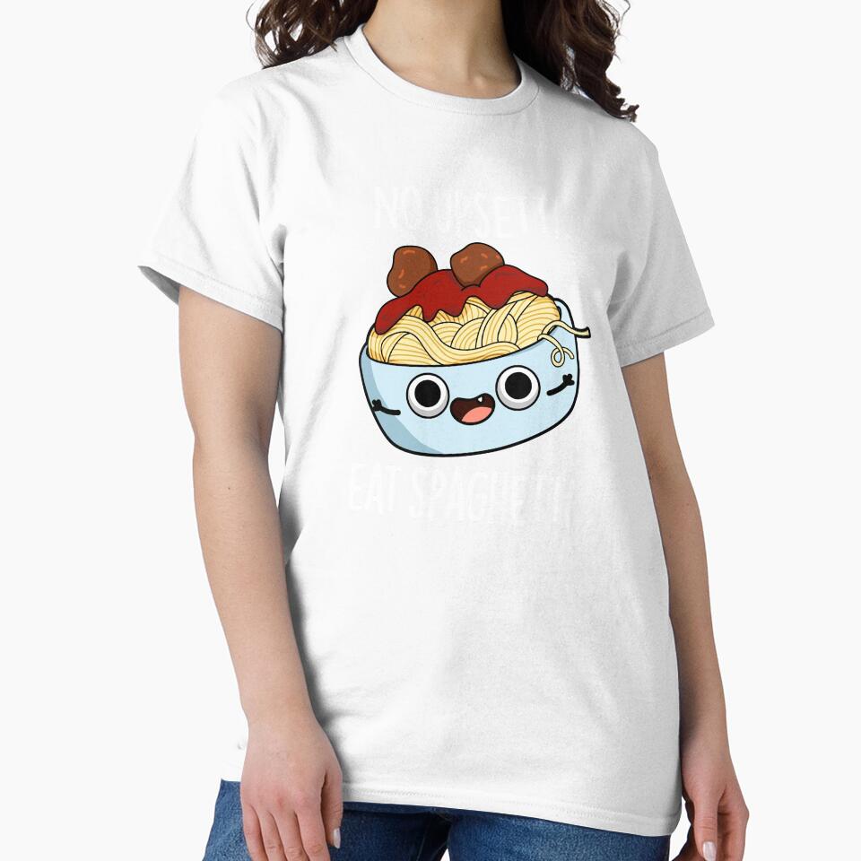 No Upsetti Eat Spaghetti Funny Food Pun (Dark BG) by punnybone