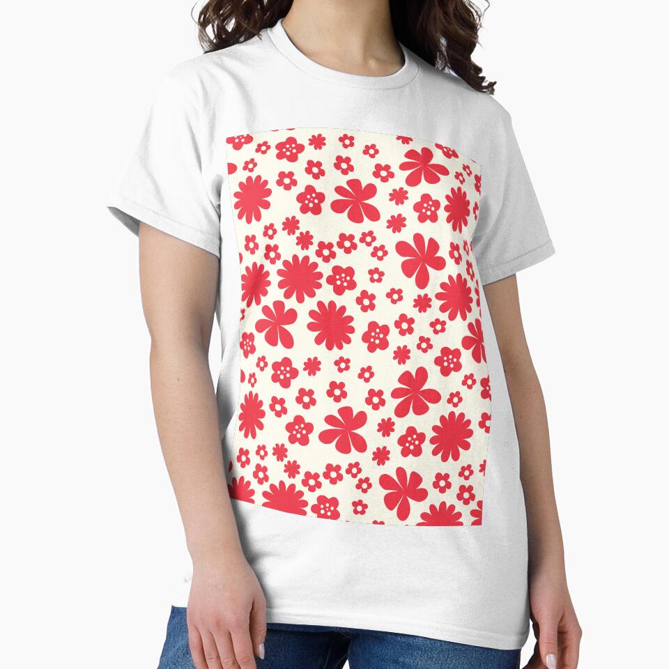 RED CREAM FLOWER POWER MODERN BOHO AESTHETICS by blomastudios