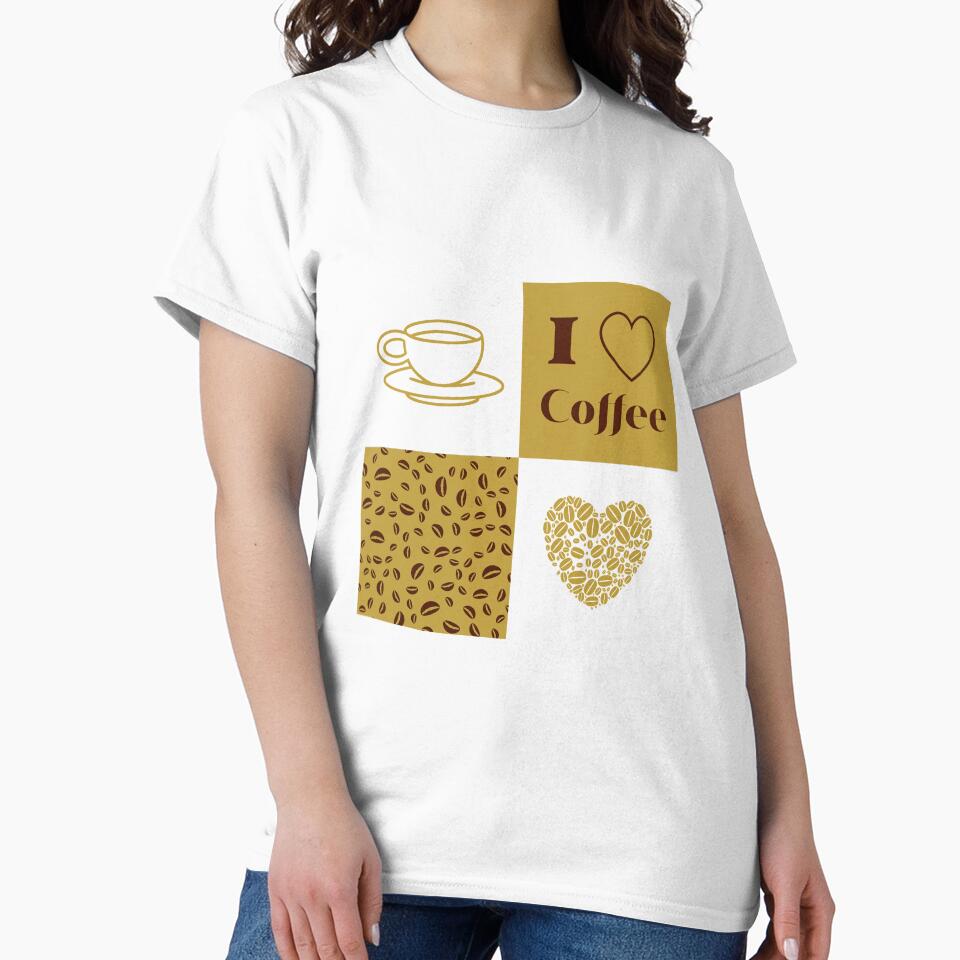 I love Coffee Grid Pattern by trendingatees