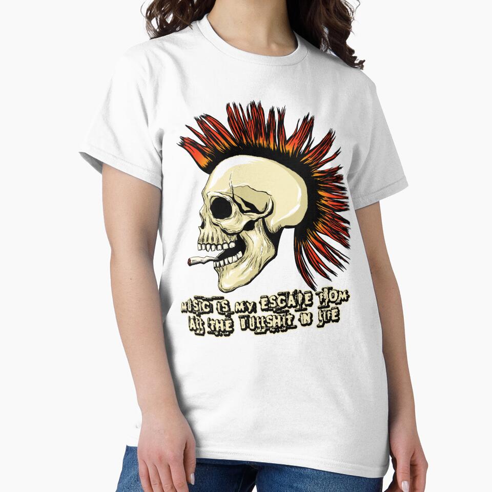Music Is My Escape From All The Bullshit In Life - Punk Rock Skull by MagicEyesOnly