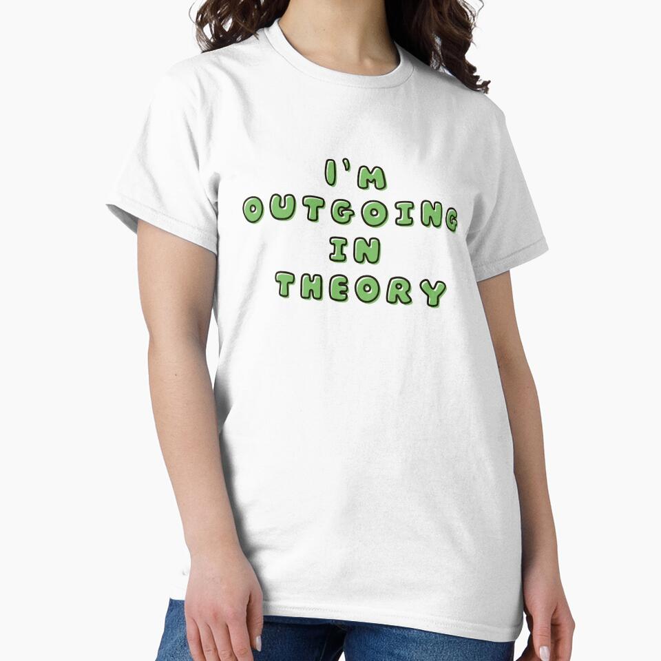I’m Outgoing in Theory – Funny Introvert Quote Green Aesthetic Design by TheStephanieRome