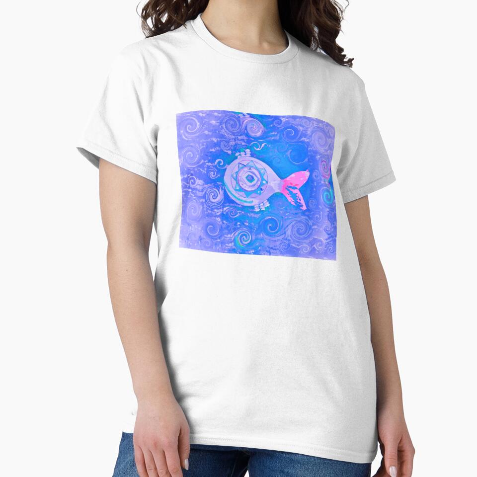 Bohemian Fish Groovy Hippie Vibes Coastal Boho Style Décor or Art 1 of 2 by Beachy