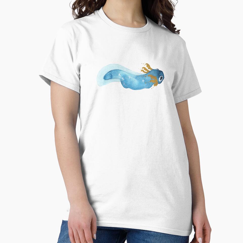 Smol Swimming Galaxy Golden Axolotl by Threeleaves