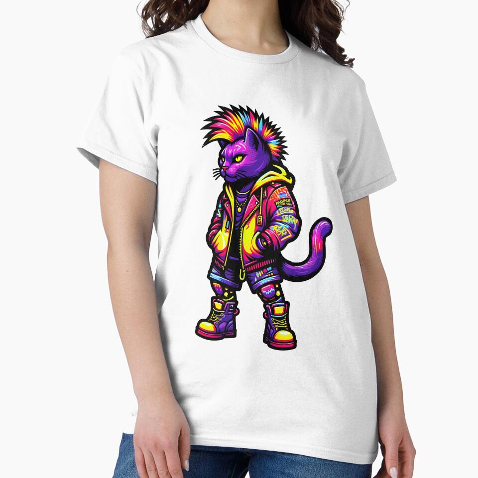 male Neon Punk Cat Punks Not Dead by Mekone