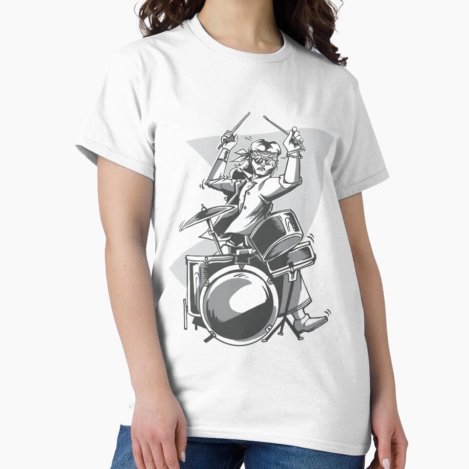 HIPPIE DRUMMER . Illustration of hippie playing drums by FFelder