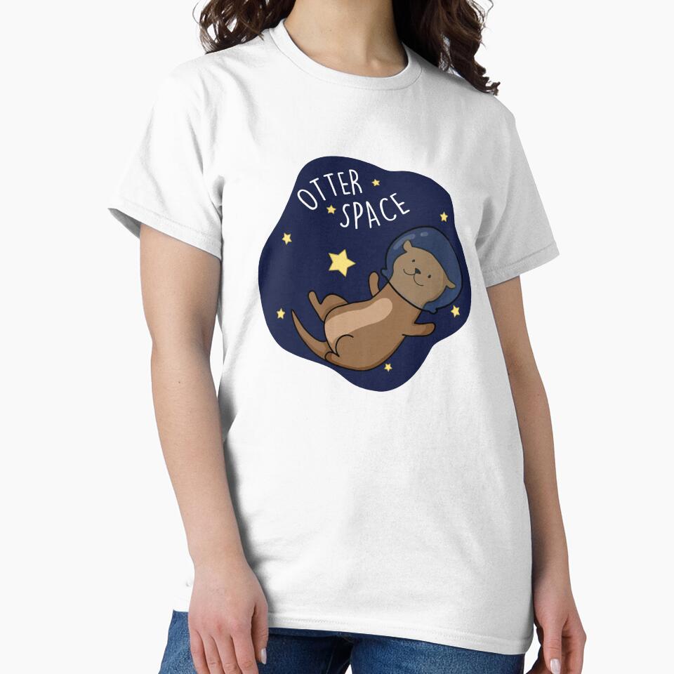 Otter Space Funny Astronaut Funny Animal Pun (Dark BG) by punnybone