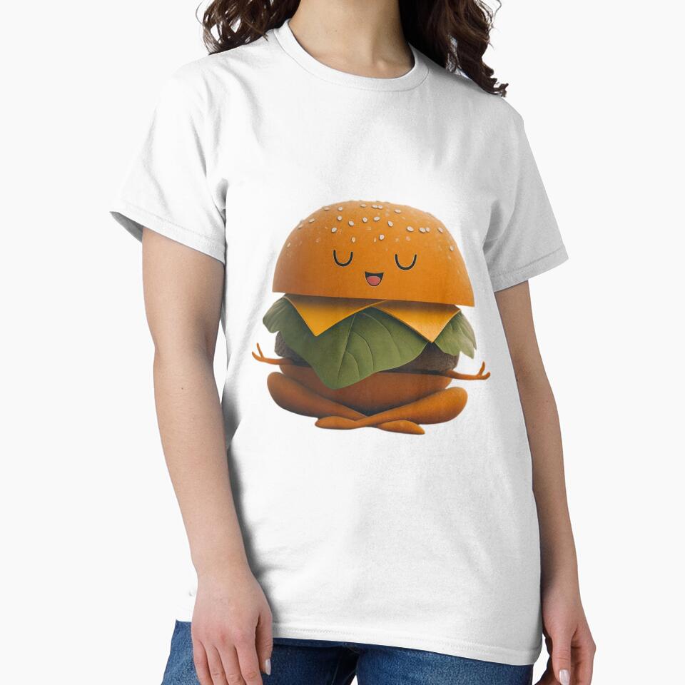 Meditating Burger – Cute Kawaii Food Yoga by SamartkitDesign