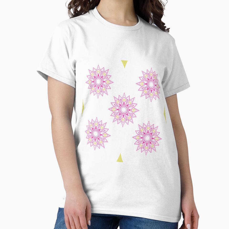 Flower patterns magenta on black by Chaoticzarts