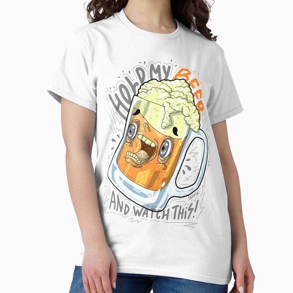 Hold my beer and watch this funny beer lover vector graphic by SPIRIMAL
