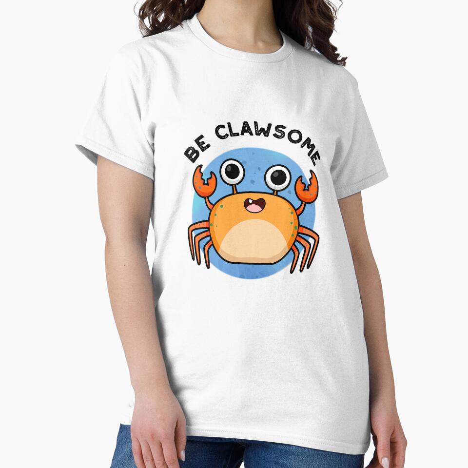 Be Clawsome Cute Positive Crab Pun by punnybone