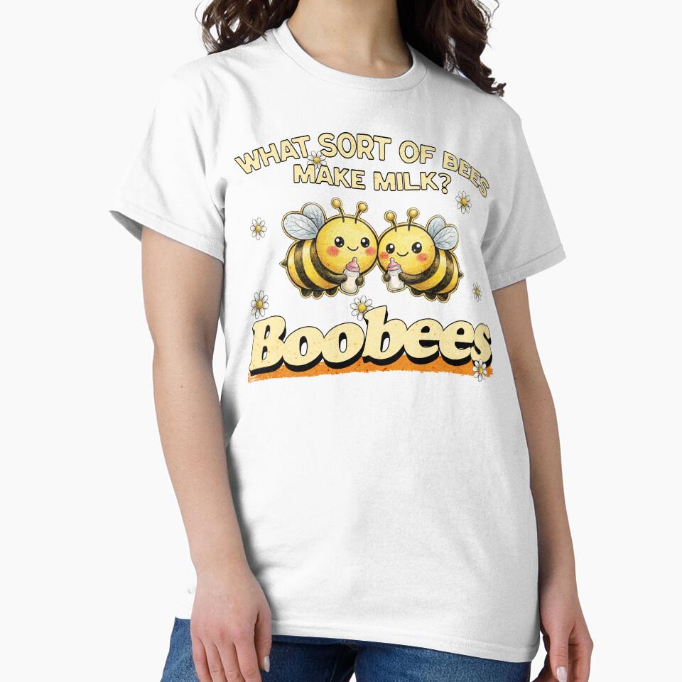 Cute bees What sort of bees make milk? Boobees! Funny vintage bee joke by KHWD